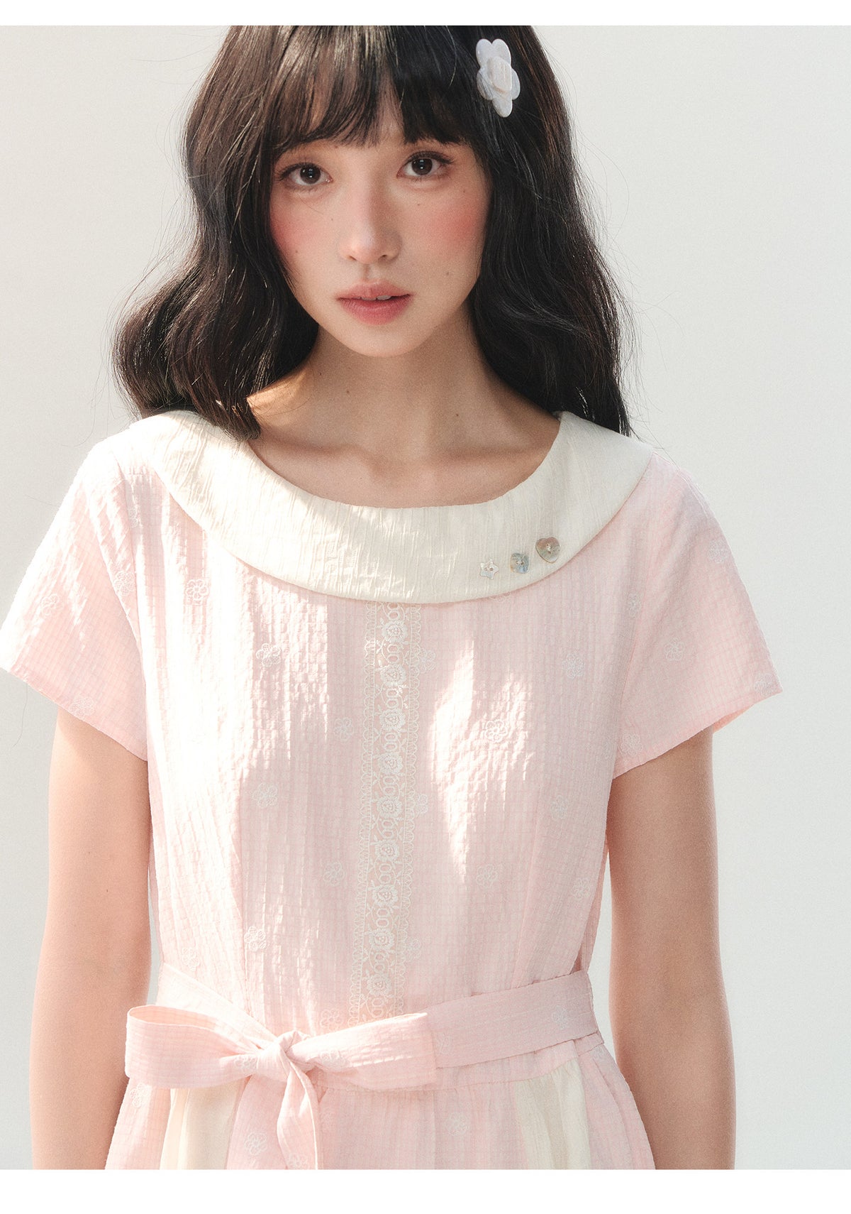 [CAN] "Sakura Mist Blossom" Pink Floral Doll Collar Dress
