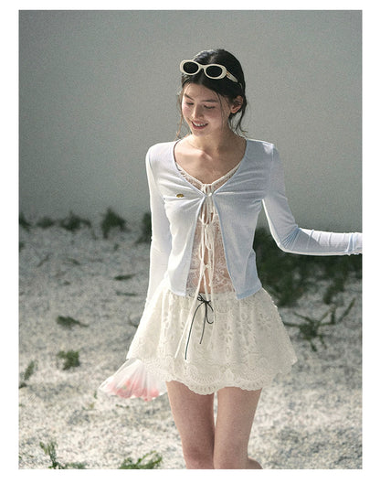 “Dreams Between Seams” Baby Blue Layered Lace Top