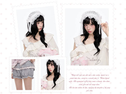 “Sweet Bloom” Ivory My Melody Asymmetric Oversized Top