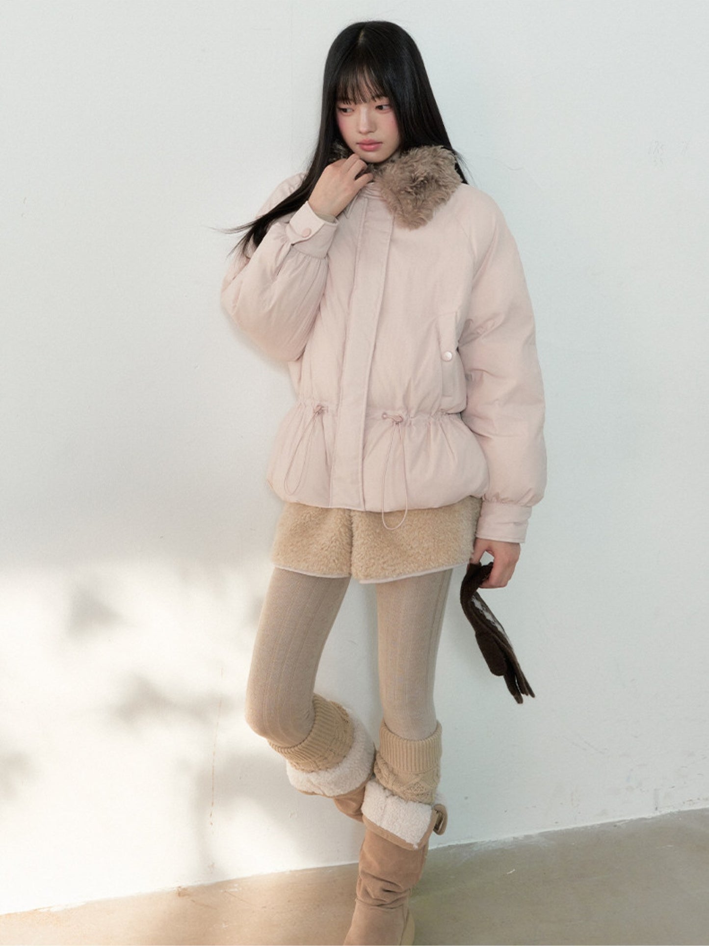 Soote Season - Sweet Cream Pink Faux-Fur Collar Puffer Jacket