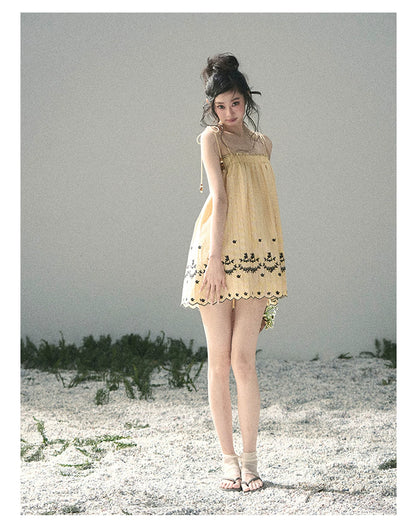 “Ripples Along the Hem” Butter Yellow Reversible Babydoll Dress