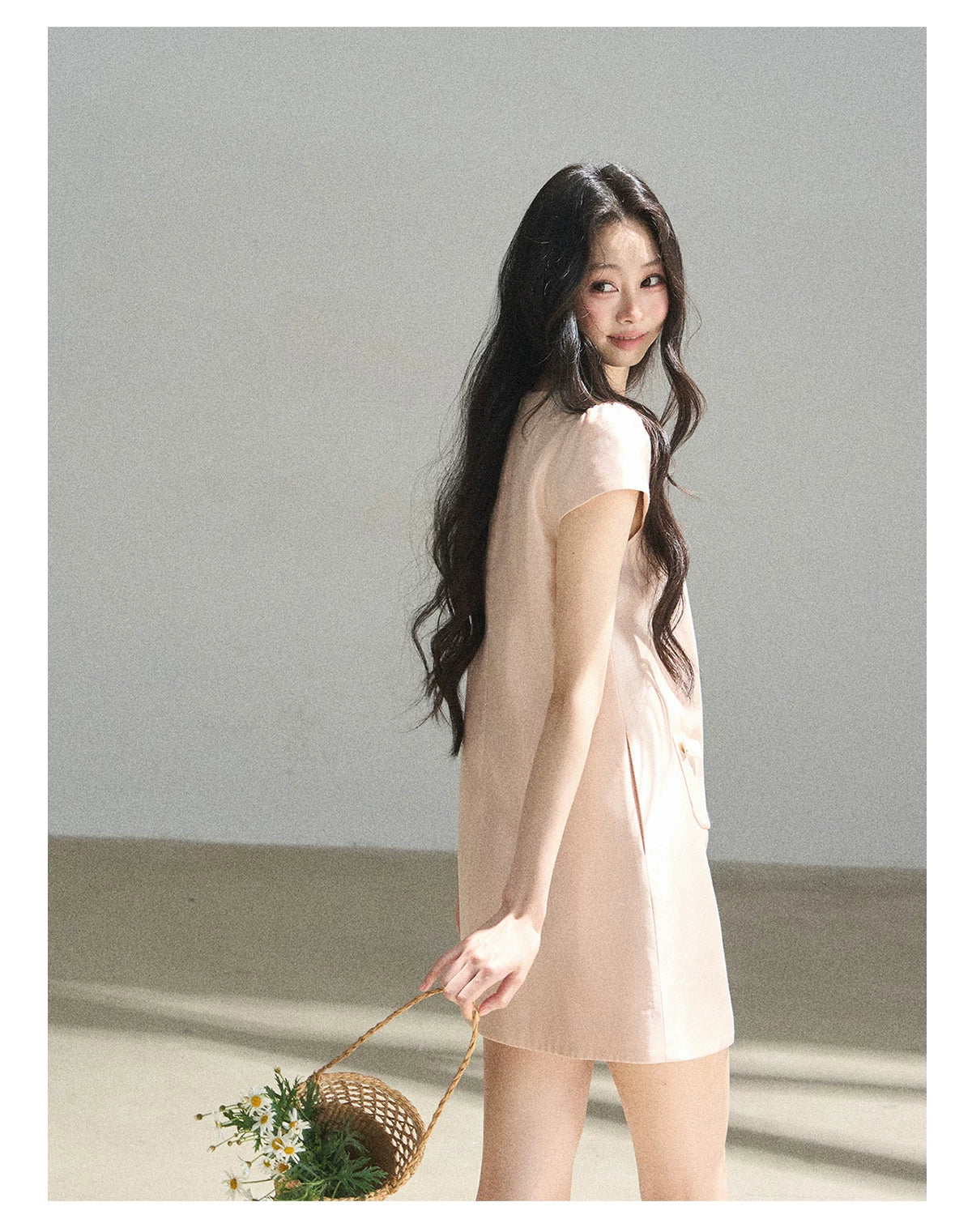 "Blush Haze" Cinnamon Pink Lace Babydoll Mini Dress