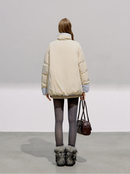 BOHOL BLING - Reversible Contrast Bow-Tie Puffer Jacket
