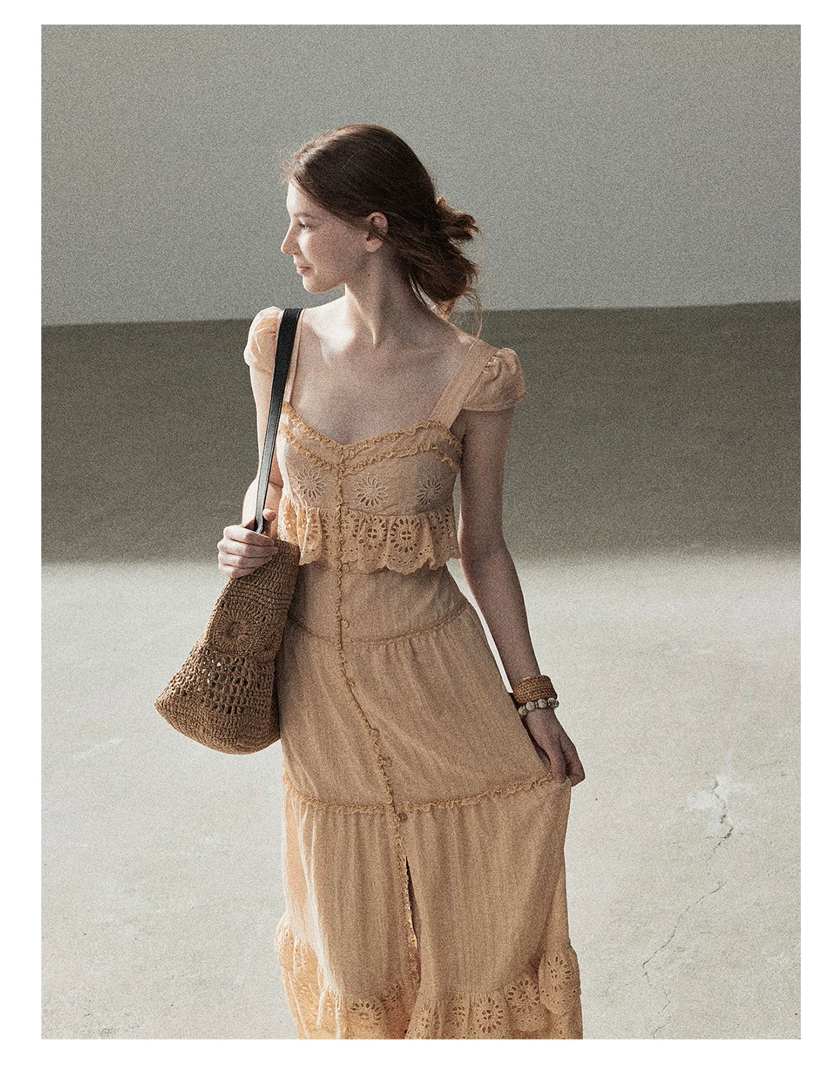 "Where May Meets the Sea" Cinnamon Pink Ruffle Tiered Maxi Dress