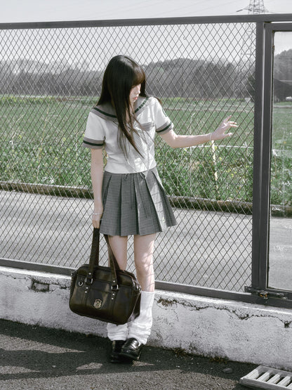 “Daisy & Spring Twins” White Sailor School Uniform Set