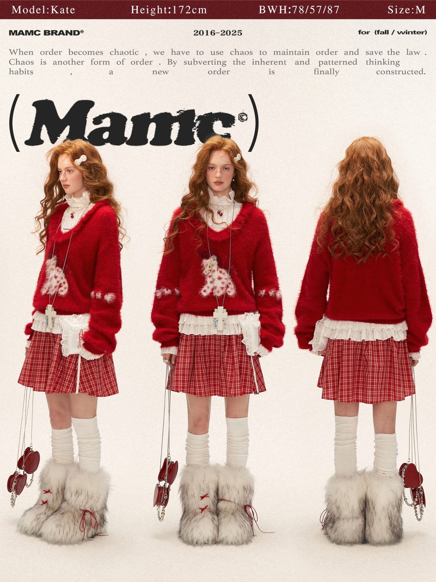 MAMC - Red Heart Pony Doll Collar Sweater WE766