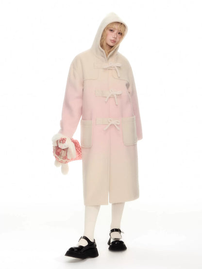YEDM - Pink Gradient Hooded Wool Coat