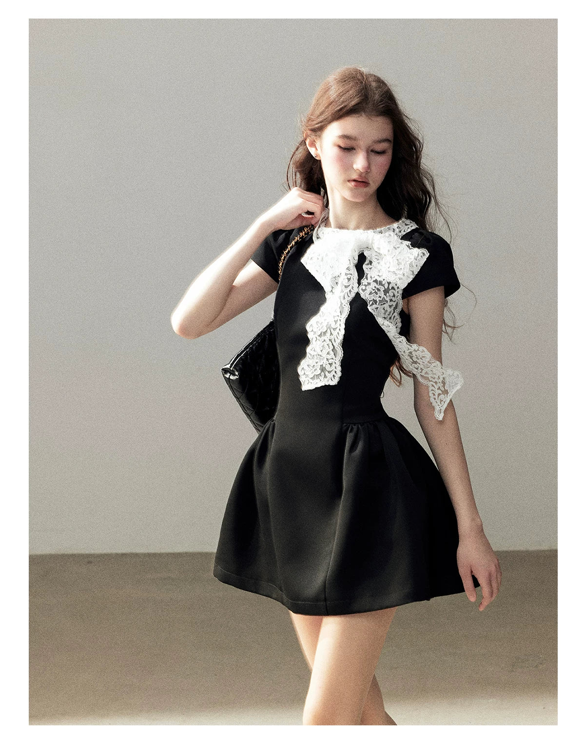 "A River Woven by Moonlight" Rich Black Lace Cocktail Mini Dress