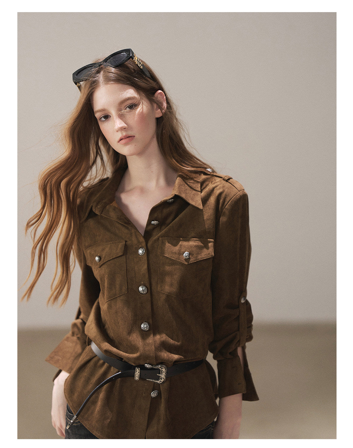 170726 "Scattered Across the Dunes" Rich Cocoa Utility Shirt with Belt
