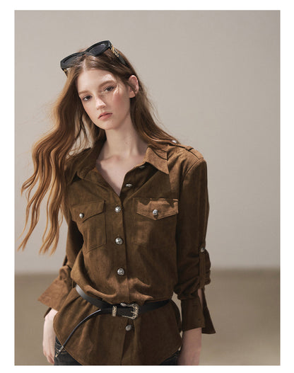170726 "Scattered Across the Dunes" Rich Cocoa Utility Shirt with Belt