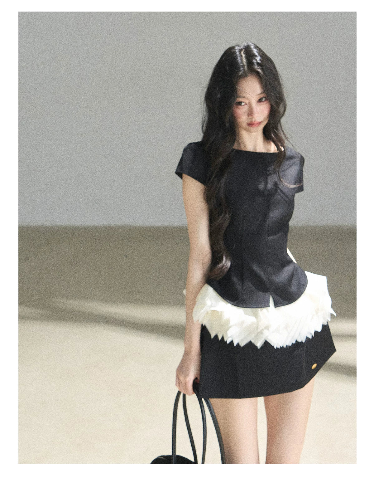 "The Unlit Spirit" High-Waisted A-Line Skort (Angora Red/ Tranquil Black)