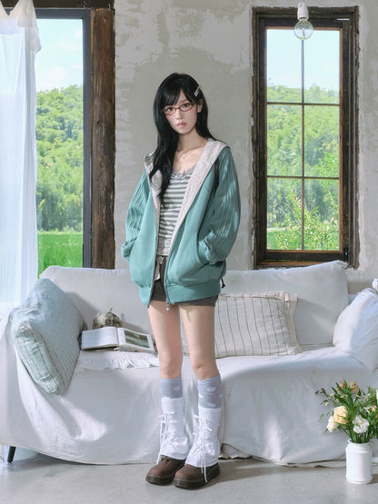 "Sage Whisper" Floral Layered Collection (Hoodie / Lace Cami / Bubble Shorts)