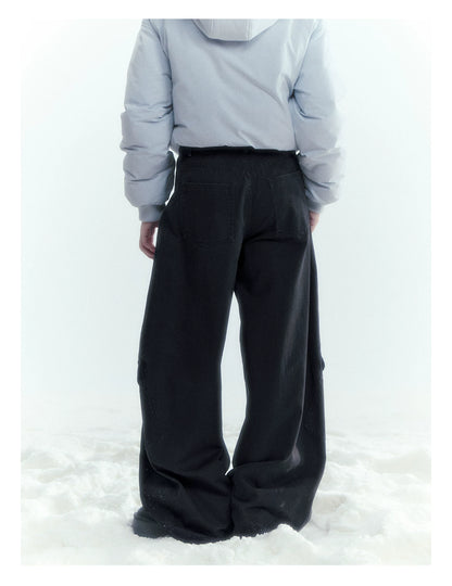 Horridale - Charcoal Gray Washed Cargo Barrel Leg Pants