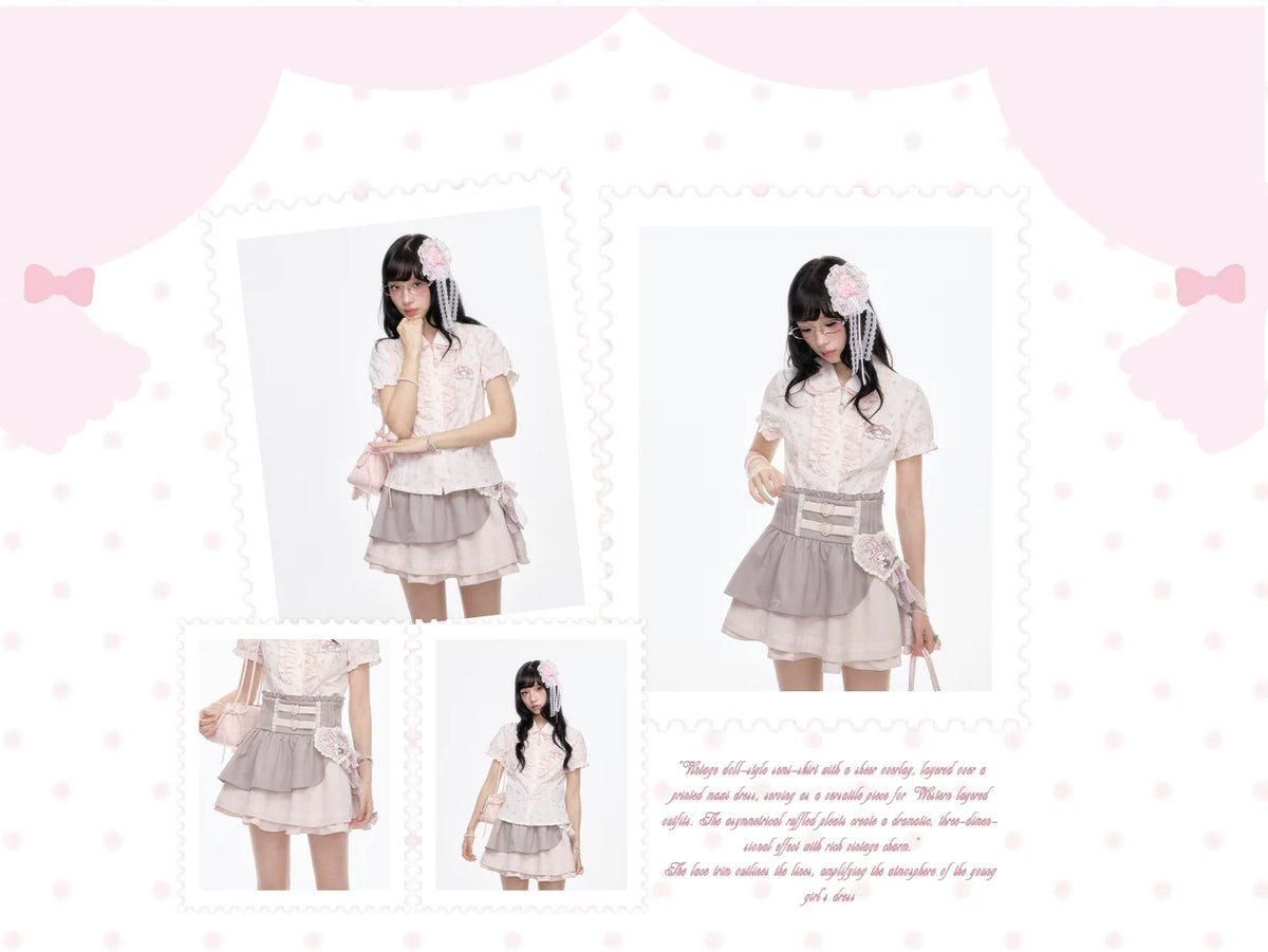 “Melly Melly” Cream & Gray Japanese School Girl Set