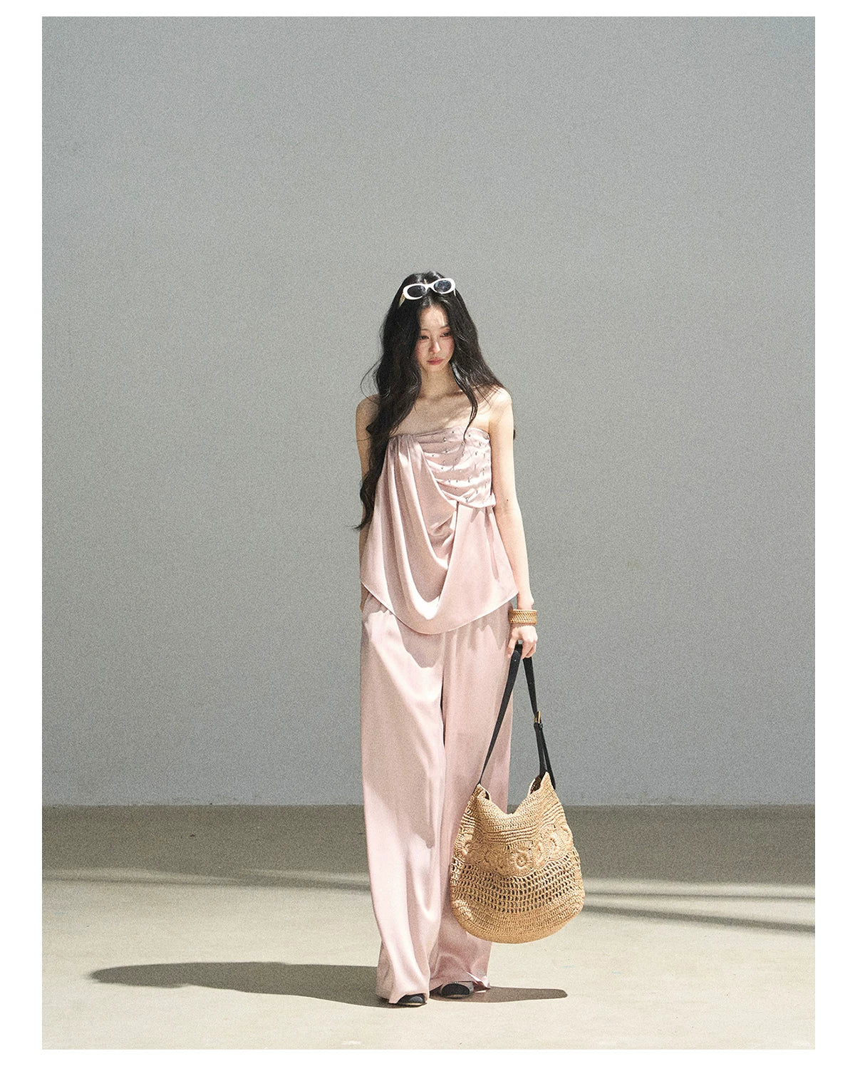 "Summer Rain at Dusk" Dusty Rose Satin Two-Piece Set