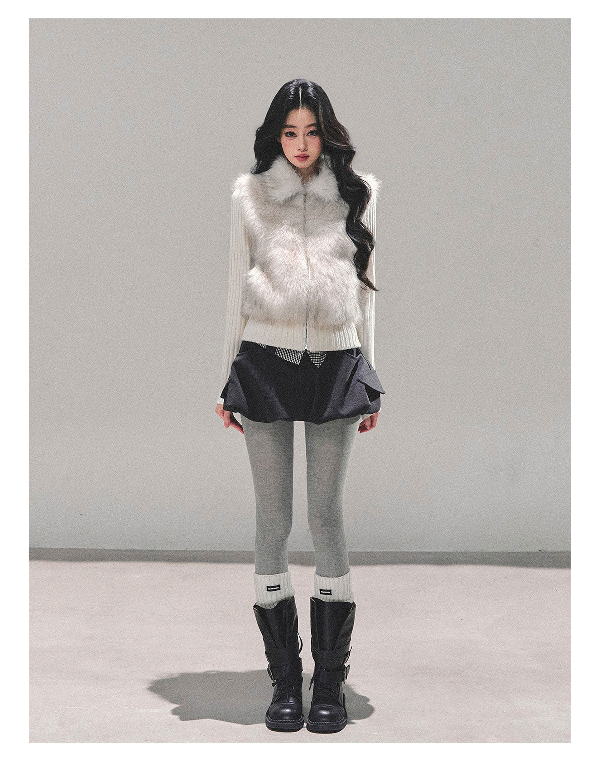 少也眼 "Soft Landing" Faux Fur Layered Jacket 6513513