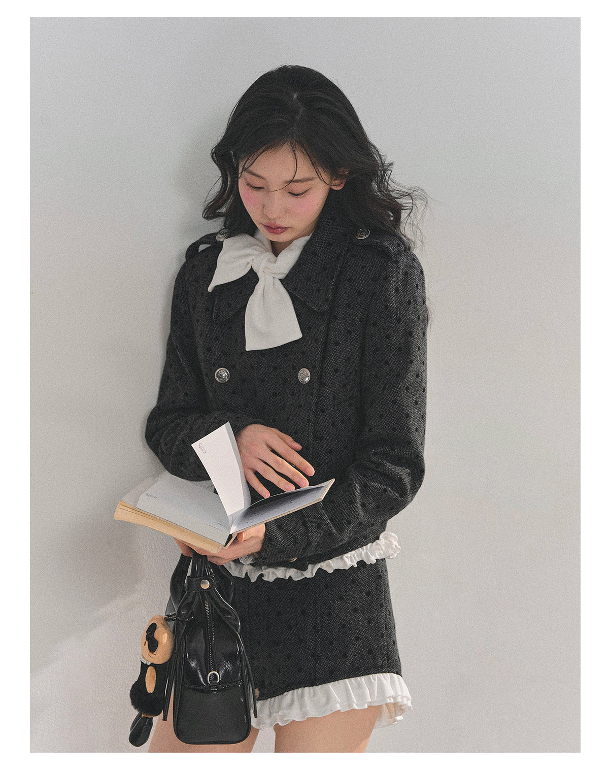少也眼 “Reef of Memory” Wool Polka-Dot Preppy Two-Piece Set 1118