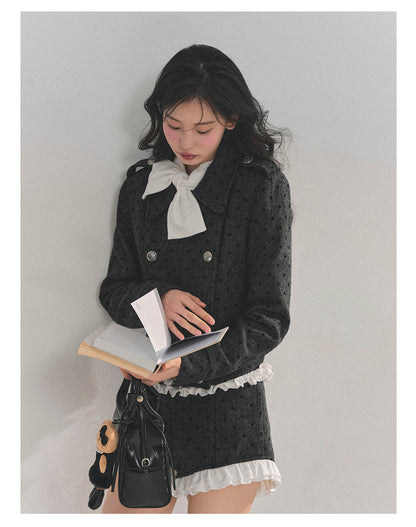 少也眼 “Reef of Memory” Wool Polka-Dot Preppy Two-Piece Set 1118