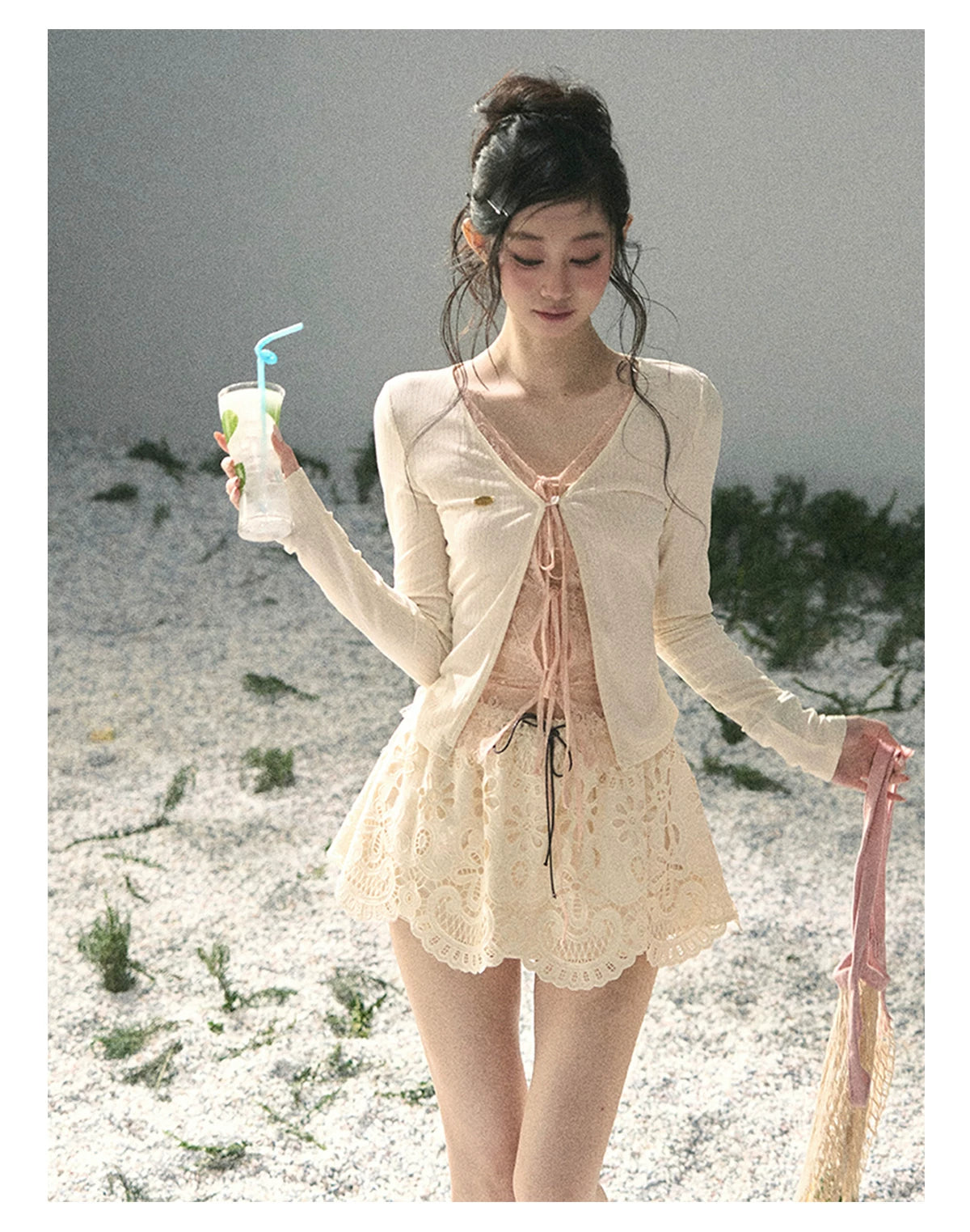 “Dreams Between Seams” Cream Ivory Layered Lace Top