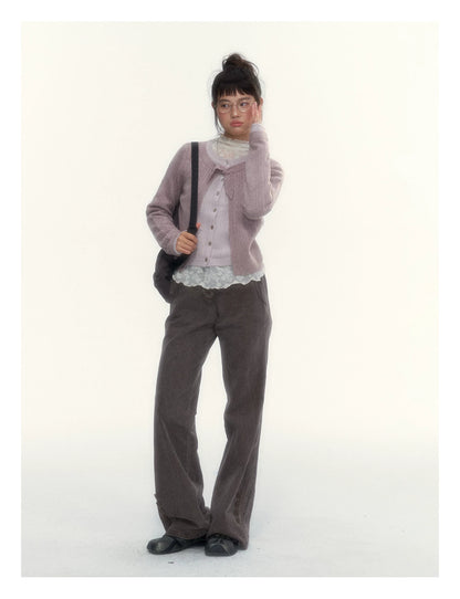 "A Season Called Autumn" Coffee Brown Vintage Washed Wide-Leg Utility Pants