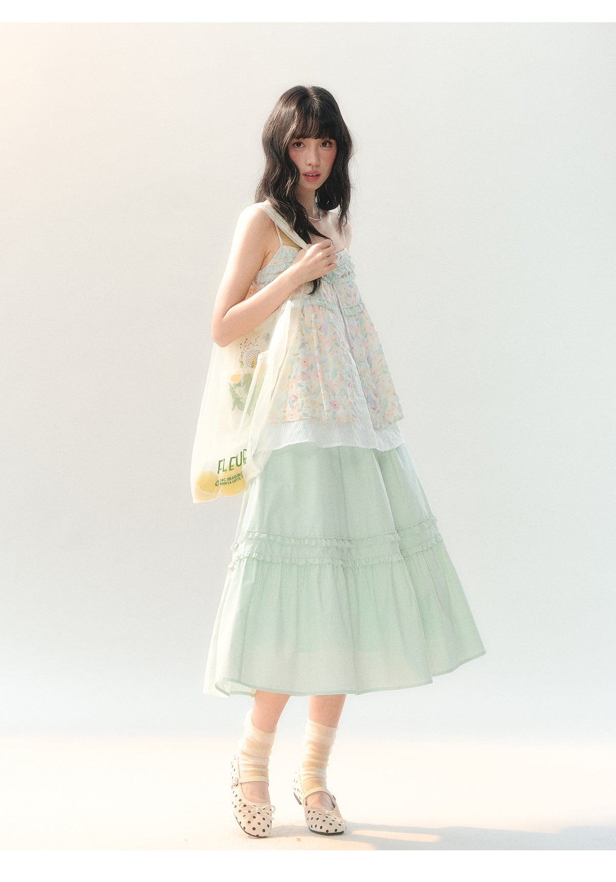 [CAN] "Spring Garden" Floral Lace Cami Skirt Set