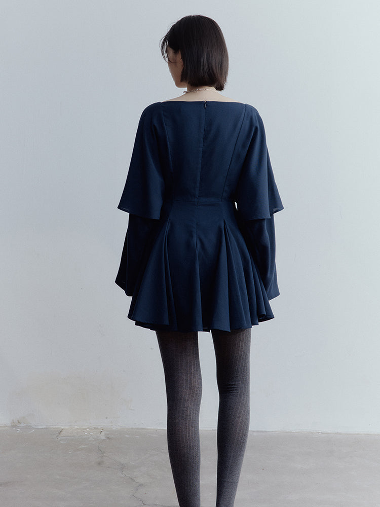 FUSSED Midnight Butterfly Deconstructed Layered Dress – Eclipse Blue FOF-25SS139