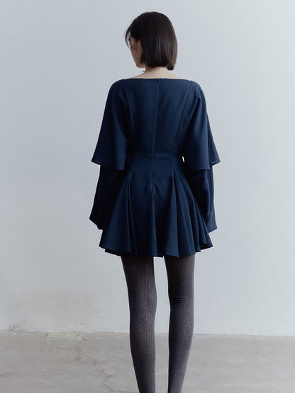 FUSSED Midnight Butterfly Deconstructed Layered Dress – Eclipse Blue FOF-25SS139
