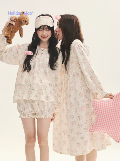 "Floral Journal" Cream Floral Pajama Collection (Free Eye Mask)
