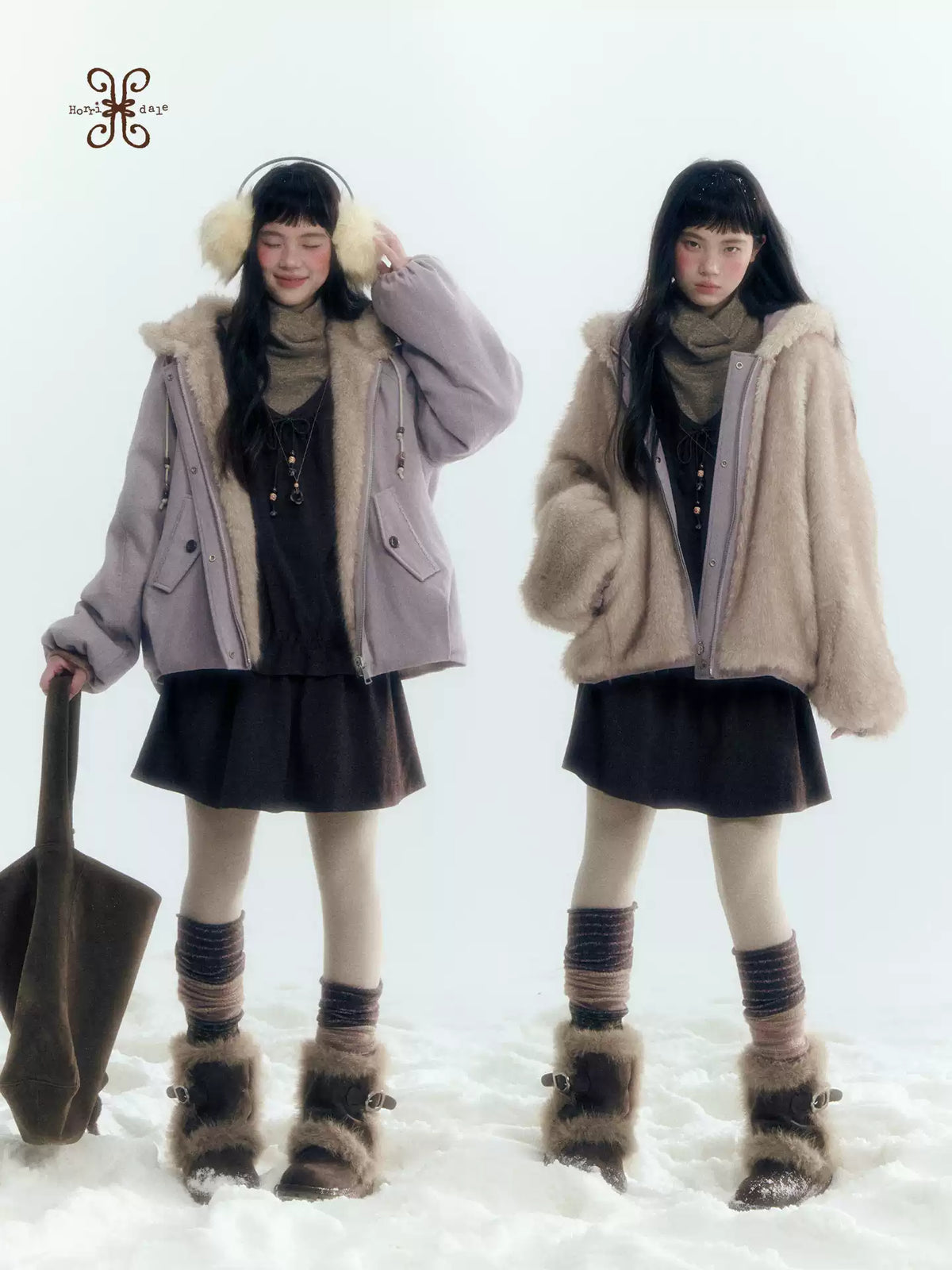 Horridale - Reversible Vintage Puff Jacket with Faux Fur – Misty Purple