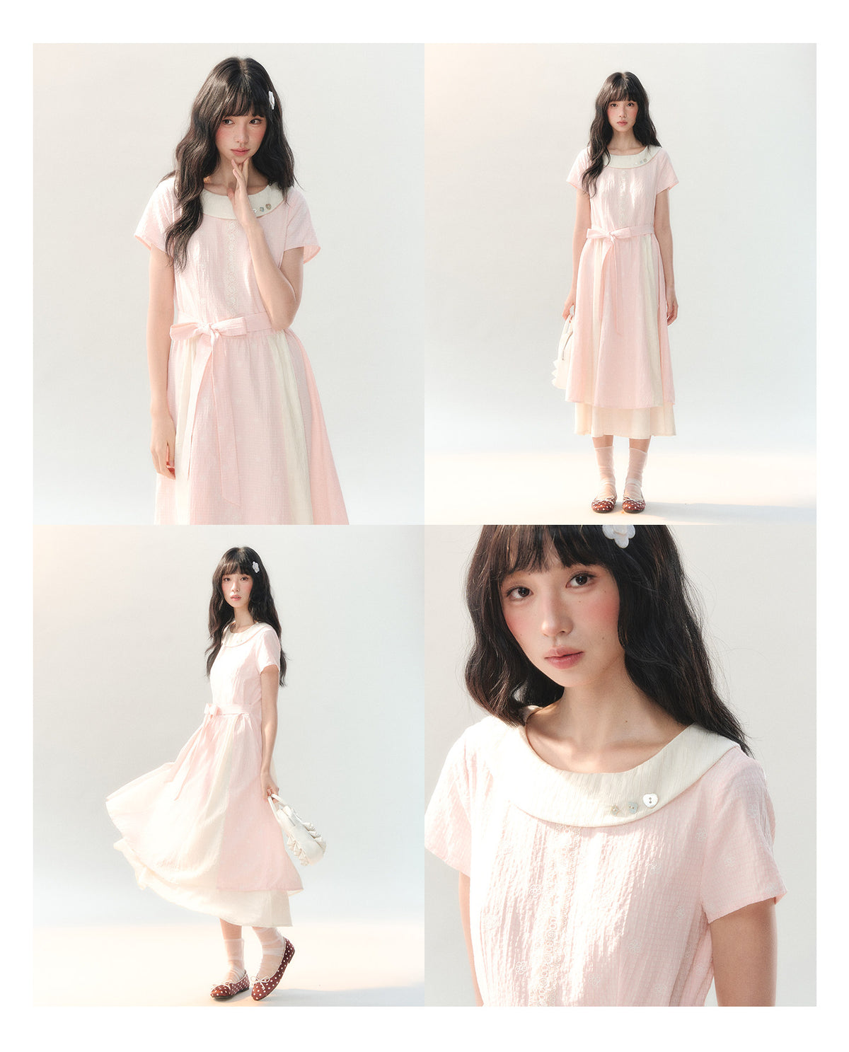 [CAN] "Sakura Mist Blossom" Pink Floral Doll Collar Dress