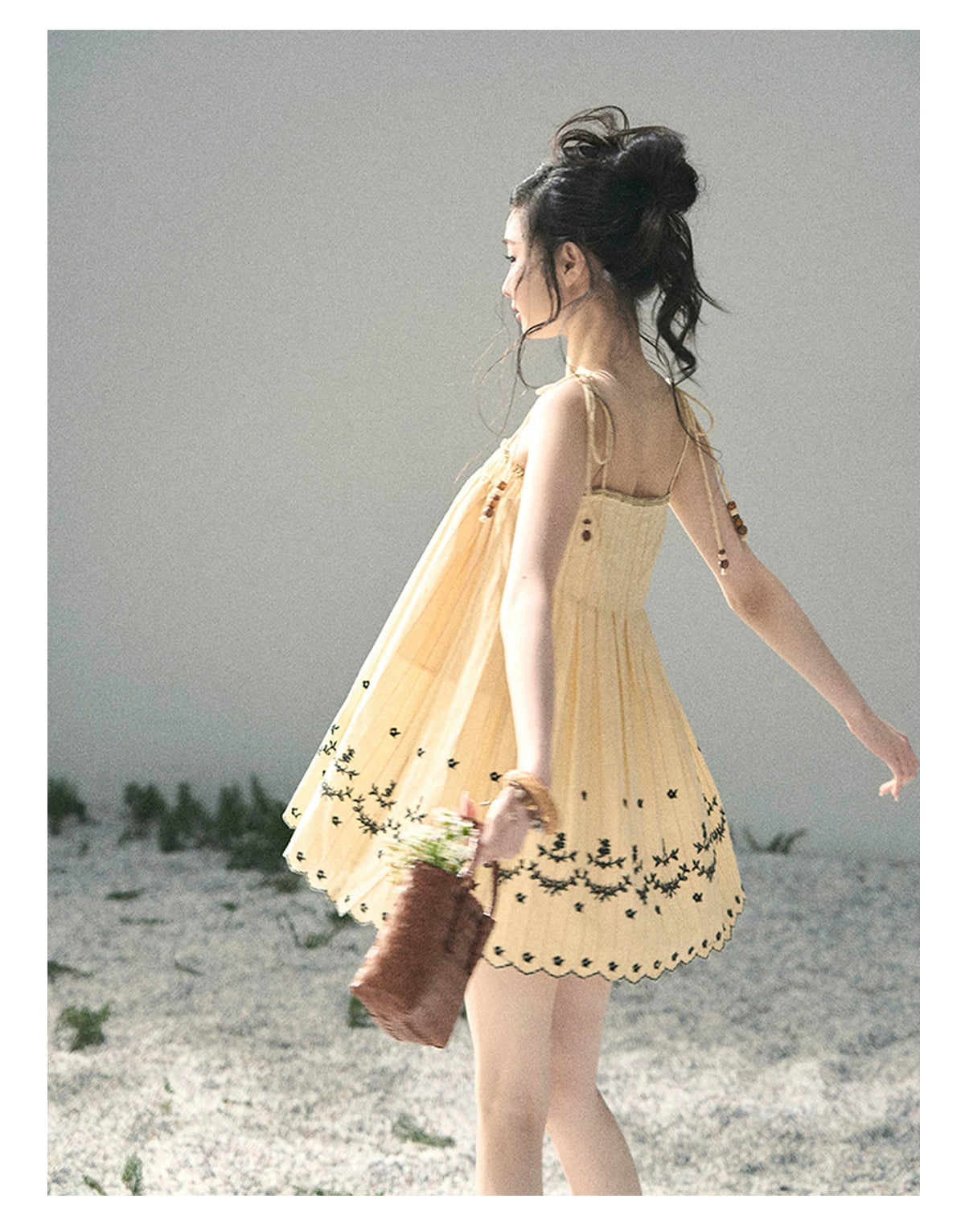 “Ripples Along the Hem” Butter Yellow Reversible Babydoll Dress