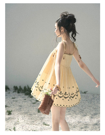 “Ripples Along the Hem” Butter Yellow Reversible Babydoll Dress