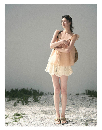 “Your Whisper” Lotus Mauve Babydoll Twinset Top