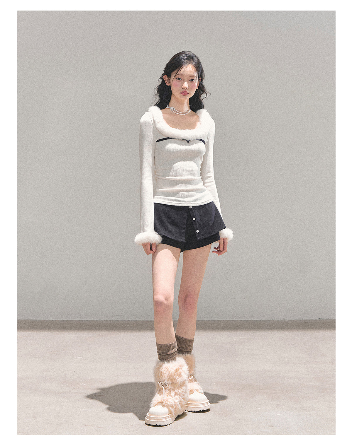 少也眼 “Hidden in Moonlight” Plush-Knit Winter Tee 84513541