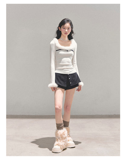 少也眼 “Hidden in Moonlight” Plush-Knit Winter Tee 84513541