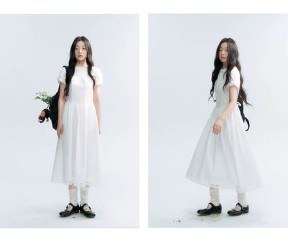 "Moonlight Sonata" White Petal Sleeve Midi Dress