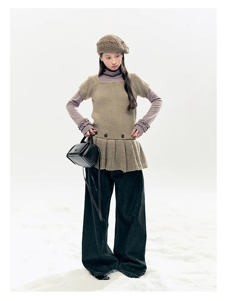 "Vintage Sonata" Khaki 3-Way Convertible Knit Top Set