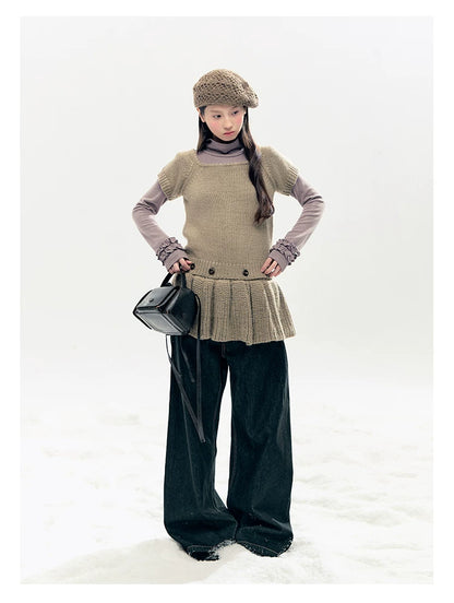 "Vintage Sonata" Khaki 3-Way Convertible Knit Top Set