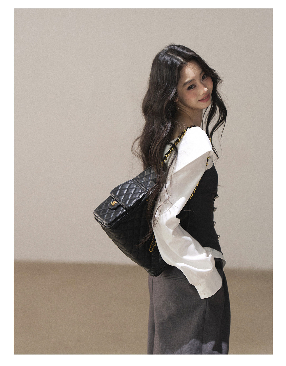 170726 "Where the Sea Breeze Finds Me" Deep Slate Bustier & Pure White Layered Shirt Set