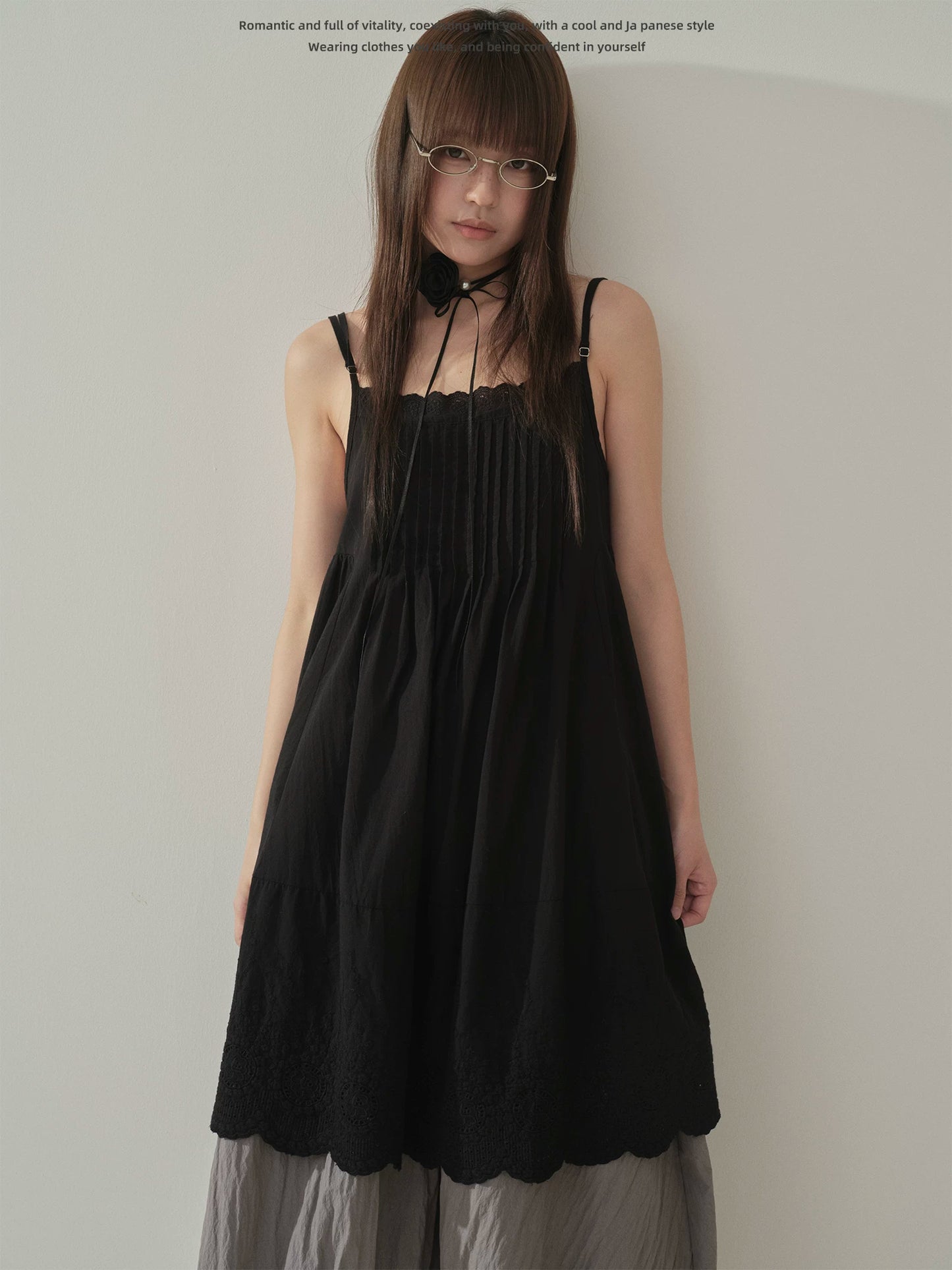 "Lace Whisper" Black Layering Lace Cami Top