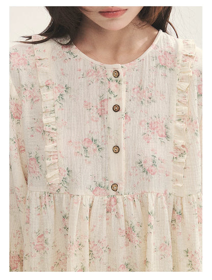 "Floral Journal" Cream Floral Pajama Collection (Free Eye Mask)