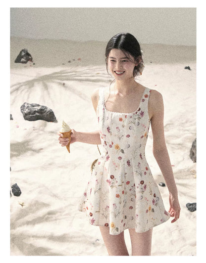 "Chamomile Summer" Dutch Cheese Floral Lace Pinafore Mini Dress 46345
