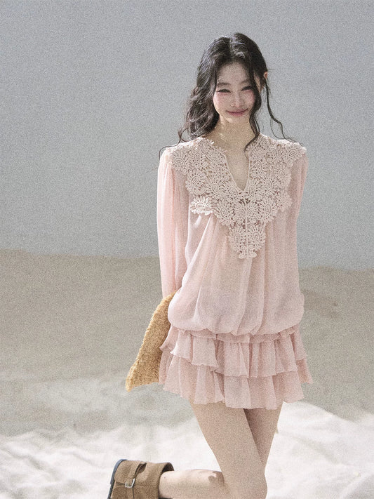 "Flowers on the Breeze" Blush Pink Top & Mini Skirt Two-Piece Set