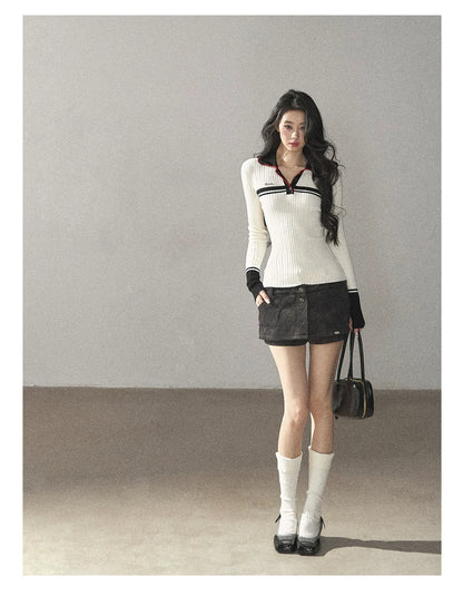 AOMALM - "Among the Oak Trees" Sophisticated Gray Faux Suede Skort