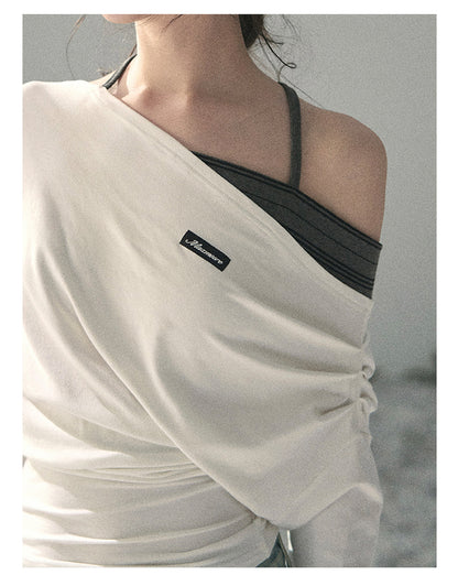 “Moonlit Monologue” Layered Off-Shoulder Halter Top