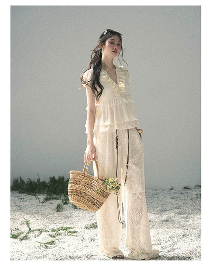 “Sunlight on My Heart” Ivory Lace Babydoll Blouse