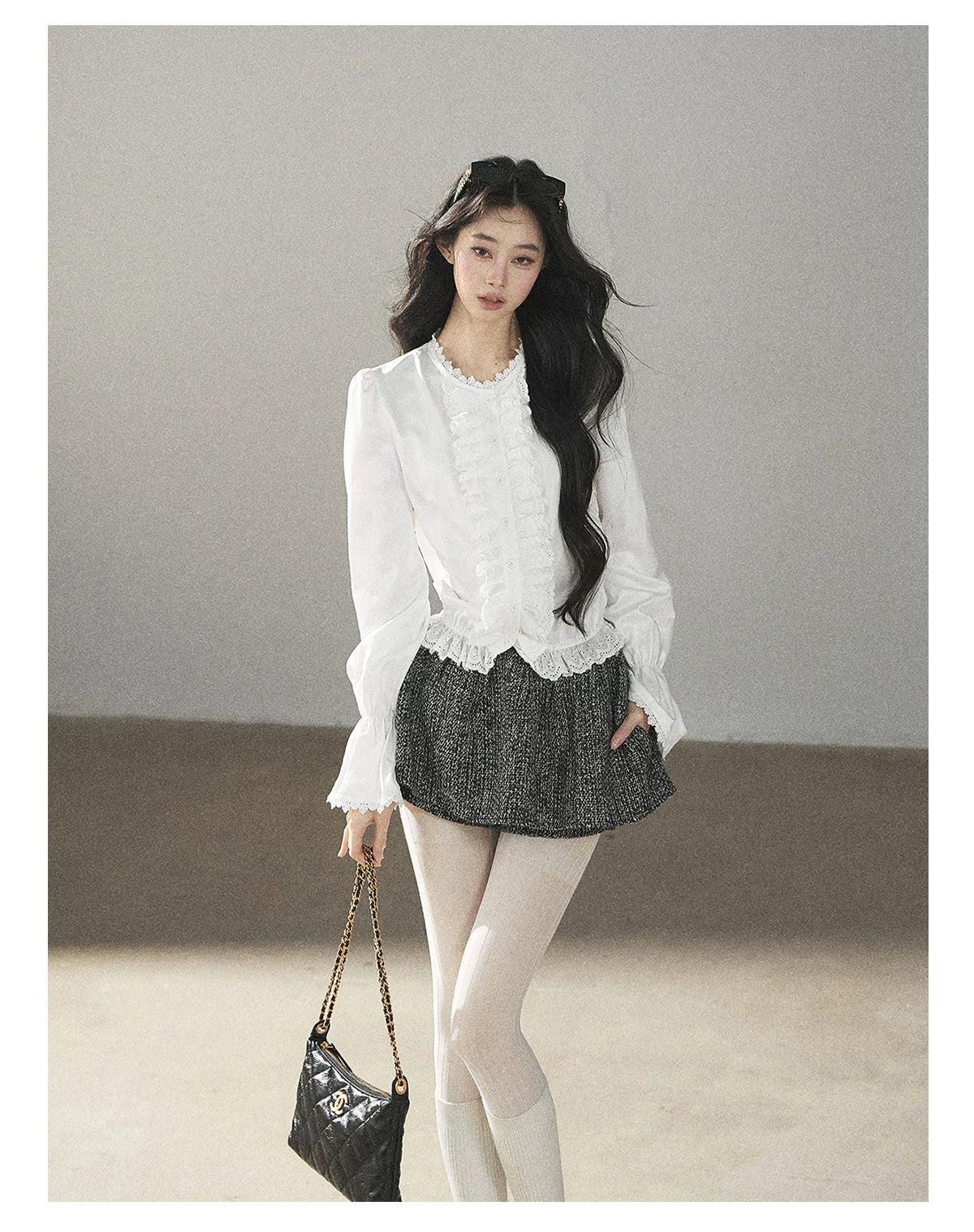 AOMALM - "Bluebells in Bloom" Pearl White Lace Blouse