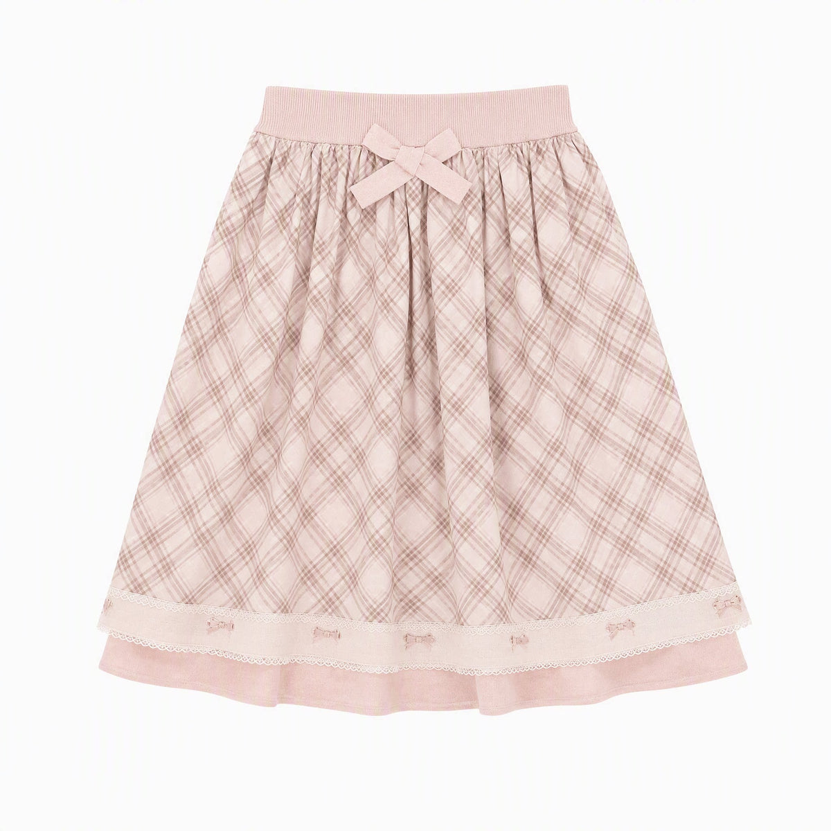 [RF] Vintage-Inspired Gingham Check Two-Piece Set with V-Neck Top and Pleated Skirt