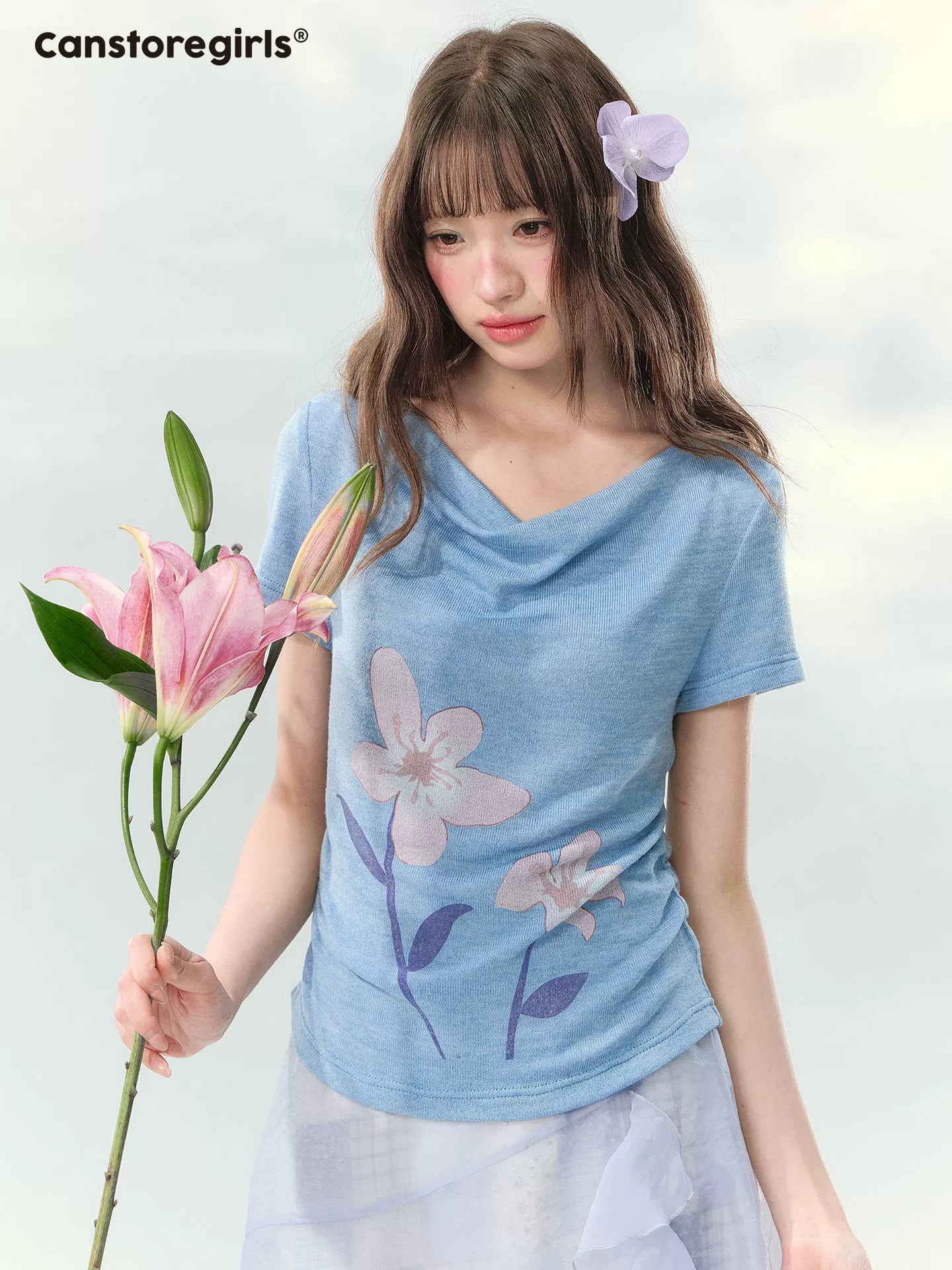 “Blossoms on Mallow” Lavender Patchwork Skirt Set WW2026082