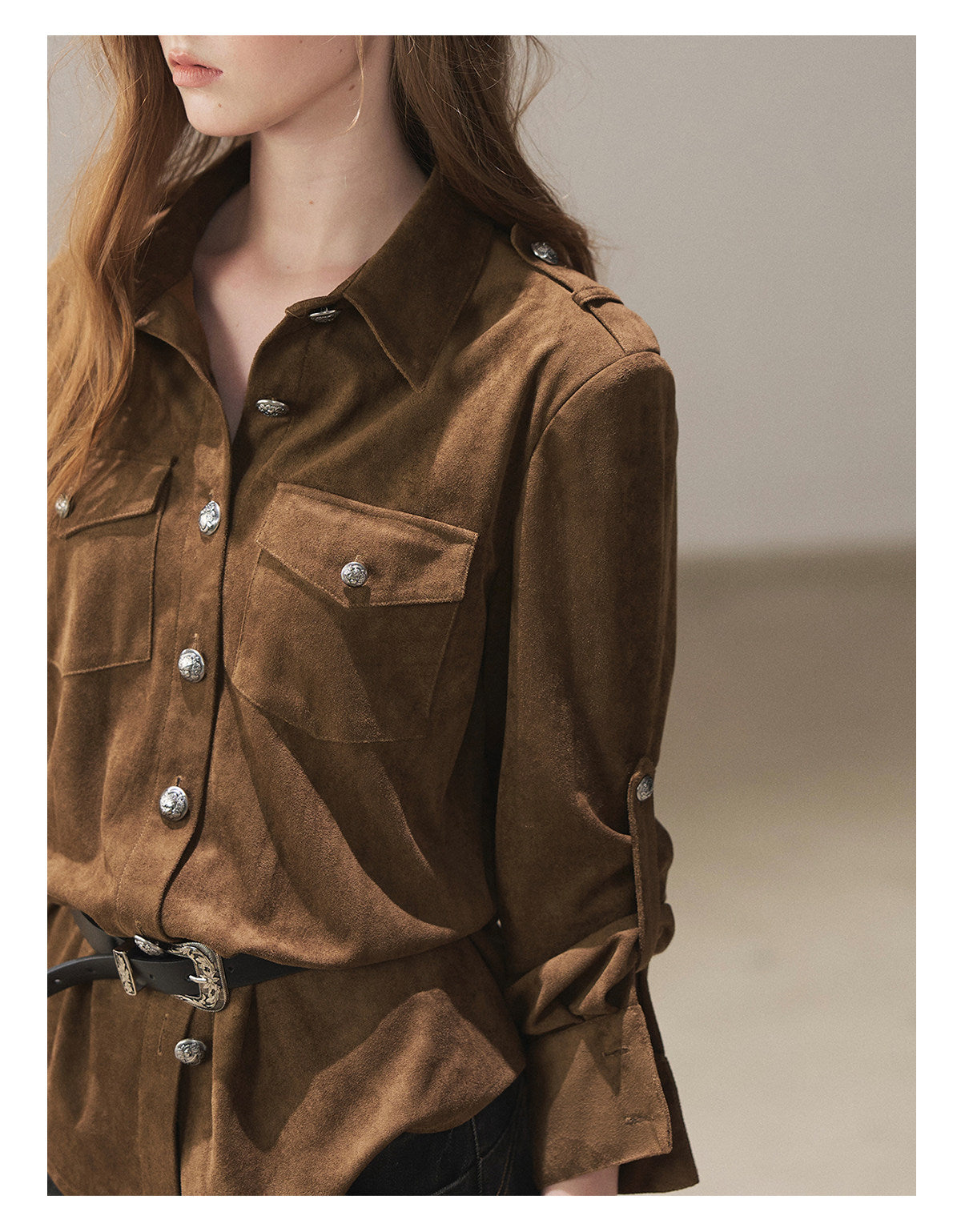 170726 "Scattered Across the Dunes" Rich Cocoa Utility Shirt with Belt
